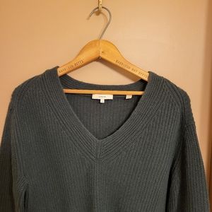 Vince. Wool and cashmere deep V neck sweater. Forest green. S/M